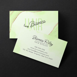 Lime Green Gold Glitzer Agate Hair Stylist Salon Visitenkarte