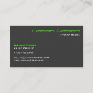 Lime Green Gray Moderne minimalistische Visitenkar Visitenkarte