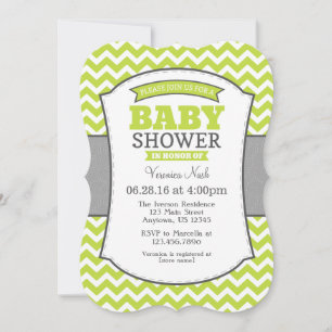 Lime Green Gray Zickzack Baby Shower Einladung
