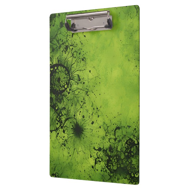 Lime Green Grunge with Black Accents Klemmbrett (Links)