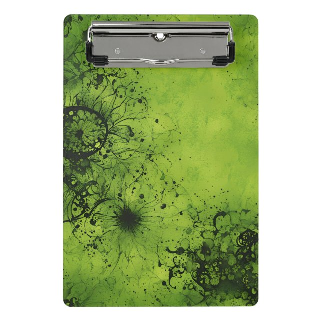 Lime Green Grunge with Black Accents Mini Klemmbrett (Vorderseite)