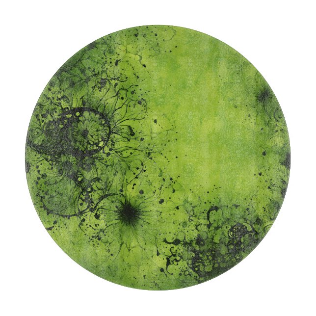 Lime Green Grunge with Black Accents Schneidebrett (Vorderseite)