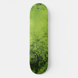 Lime Green Grunge with Black Accents Skateboard