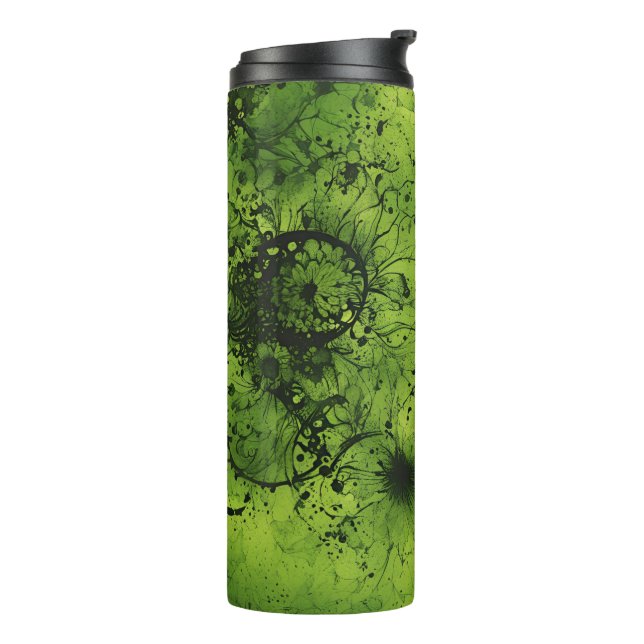Lime Green Grunge with Black Accents Thermosbecher (Nach links gedreht)