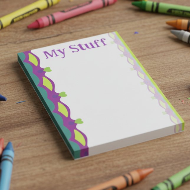 Lime Green Hearts With Purple Post-it Klebezettel (Cute and adorably fun for the young at heart. Bright colors and lime green hearts.)