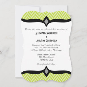Lime Green Herringbone blanc Faire-part de mariage