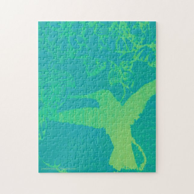 Lime Green Hummingbird Puzzle (Vertikal)