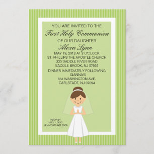 Lime Green Jolie invitation de la première communi