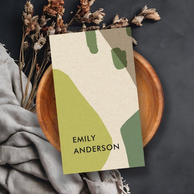 LIME GREEN KRAFT MODERN RUSTIK ABSTRAKTE KÜNSTLERI VISITENKARTE (Von Creator hochgeladen)