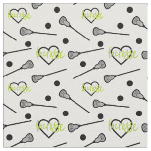 Lime Green Lacrosse Sticks und Herzmuster Stoff