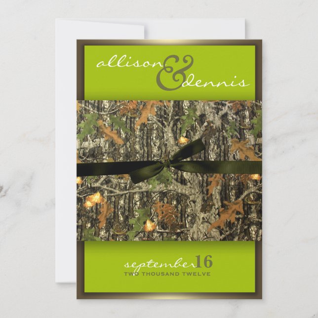 Lime Green - Lavish Camouflage Hochzeitseinladunge Einladung (Vorderseite)
