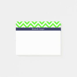 Lime Green LG Zickzack Navy Blue Name Monogram Post-it Klebezettel