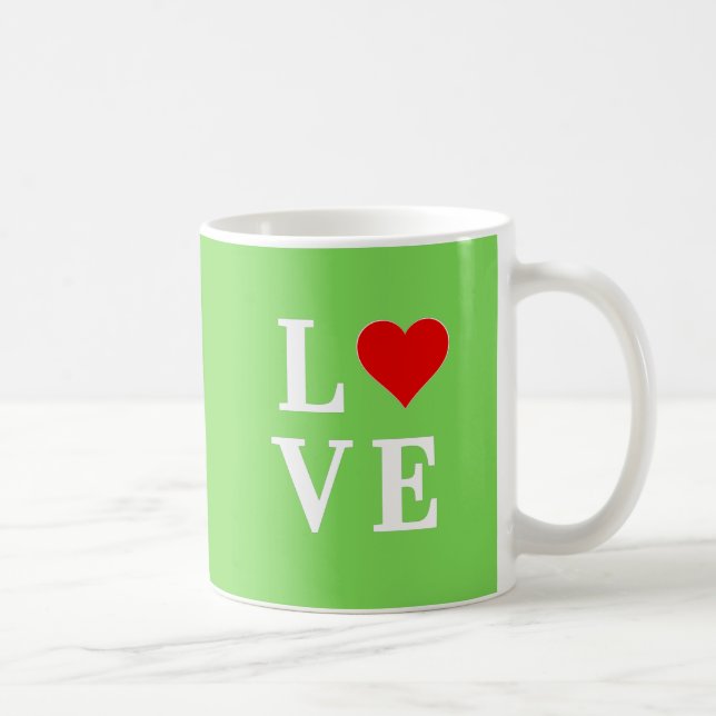 Lime Green LIEBE Modern stilvoll Kaffeetasse (Rechts)