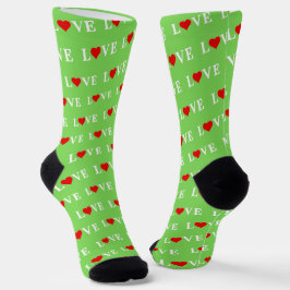 Lime Green LIEBE Pattern Modernes, Cooles Design Socken