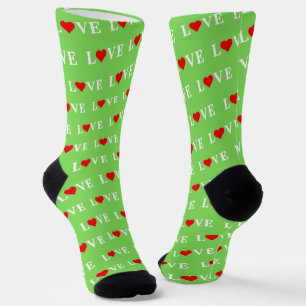 Lime Green LIEBE Pattern Modernes, Cooles Design Socken