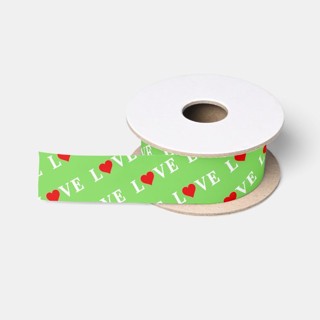 Lime Green LIEBE Satinband (Spule)