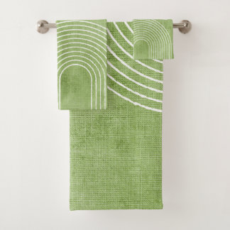 Lime Green Linen Minimalistisch Badhandtuch Set