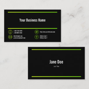 Lime Green Lines Corporate Chartreuse Icons Black Visitenkarte