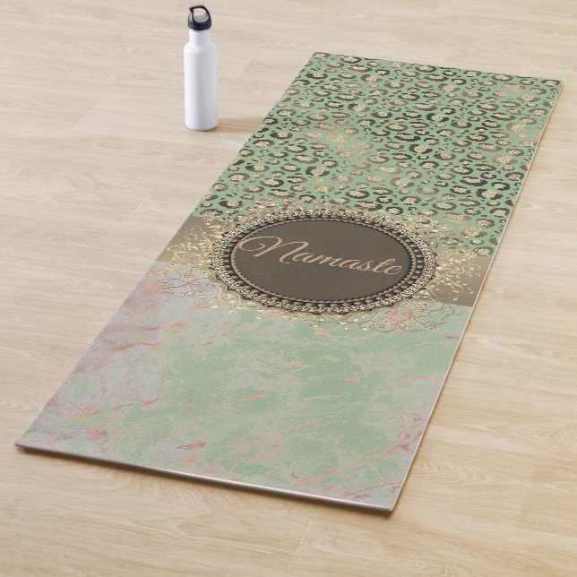 Lime Green Marble Glittery Leopard Yogamatte (Beispiel)