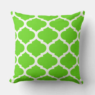Lime Green marokkanische Quatrefolienmuster Kissen