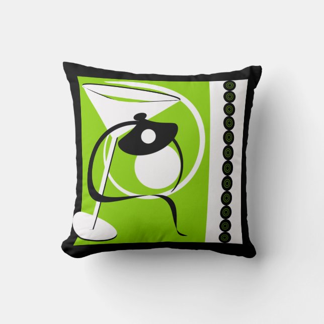 Lime Green Martini Abstrakt amerikanisches MoJo Pi Kissen (Vorderseite)