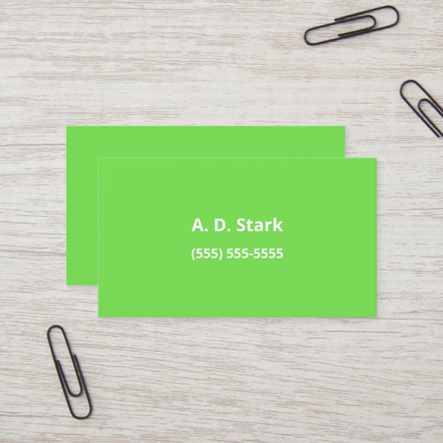 Lime Green Minimalist Business Cards Visitenkarte (Vorderseite/Rückseite Beispiel)
