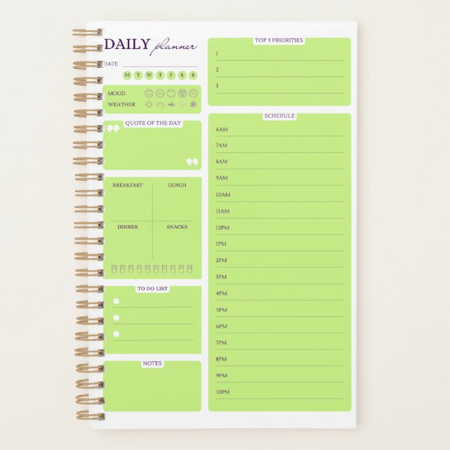 Lime Green Minimalist Daily Planner Template (Devant)