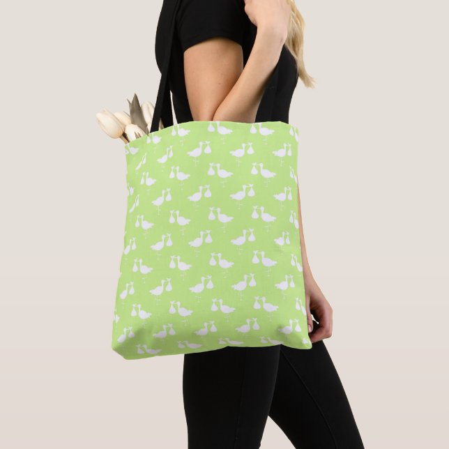LIME GREEN MIT WEISSEN STORKS MIT BAG TASCHE (Von Nahem)