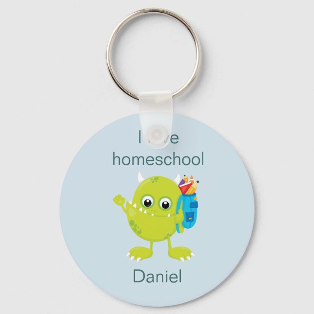 Lime Green Monster Homeschool Schlüsselanhänger (Vorderseite)