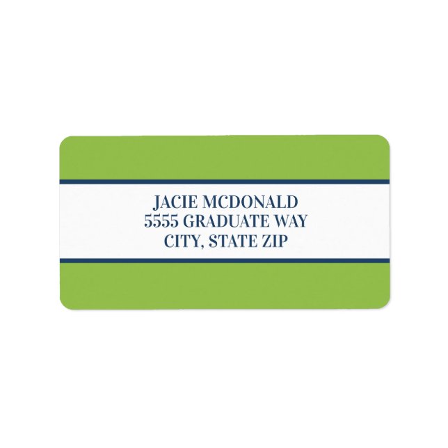 Lime Green Navy Blue Address Labels Adressaufkleber (Vorne)