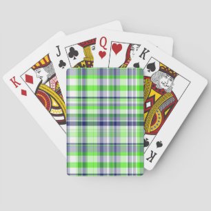 Lime Green, Navy Blue, White Preppy Madras Kariert Spielkarten