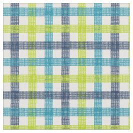 Lime Green, Navy und Türkis Blue Kariert Stoff