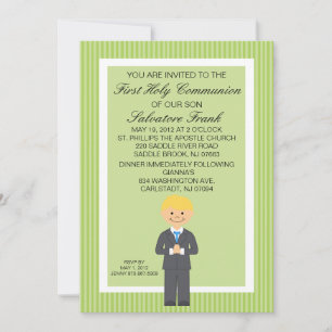 Lime Green Niedlich First Communion Boy Einladung