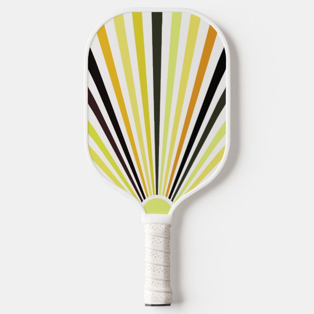 Lime Green orange und schwarz Streifen Pickleball Schläger (Vorderseite)