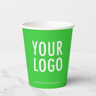 Lime Green Paper Cups Custom Business Logo 8 oz Pappbecher