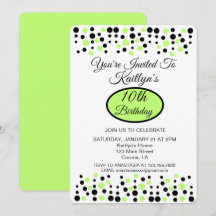 Lime Green Polka Dot Birthday Party Einladung
