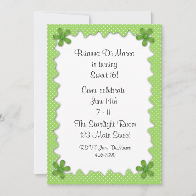 Lime Green Polka Dot Einladung (Vorderseite)