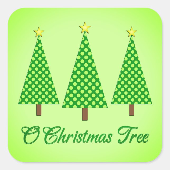 Lime Green Polka Dot Moderne Weihnachtsbäume Quadratischer Aufkleber (Vorderseite)