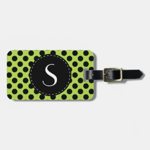 Lime Green Polka Dot Monogram Personalisiert Gepäckanhänger