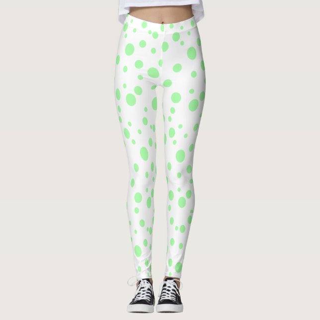 Lime Green Polka Dotted Leggings (Vorderseite)