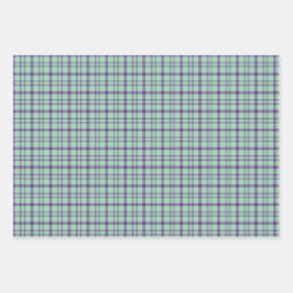 Lime Green Purple Plaid Classic Pattern Geschenkpapier Set