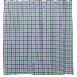 Lime Green Purple Plaid Shower Curtain Duschvorhang