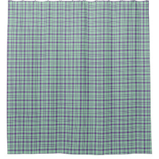 Lime Green Purple Plaid Shower Curtain Duschvorhang