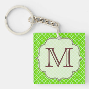 Lime Green Quarterfoil Latti Monogram Key Chain Schlüsselanhänger