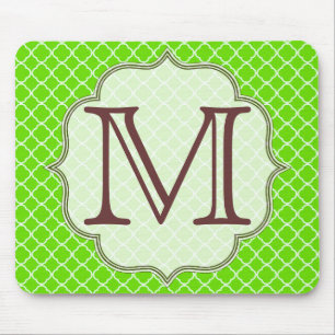 Lime Green Quarterfoil Latti Monogram Mouse Pad Mousepad