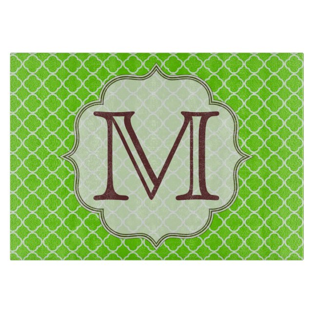 Lime Green Quarterfolie Latti Glas Cutting Board Schneidebrett (Vorderseite)