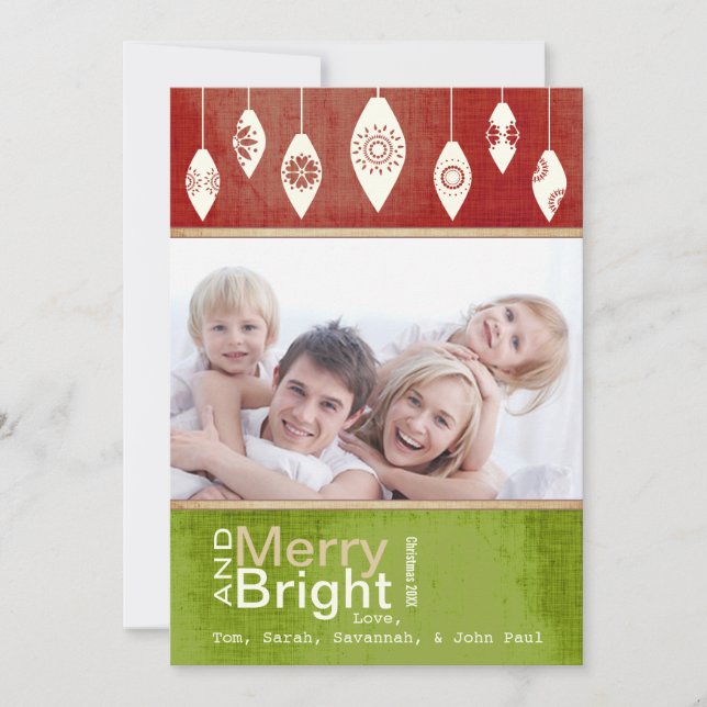 Lime Green Red Merry et Bright Family Carte photo (Devant)
