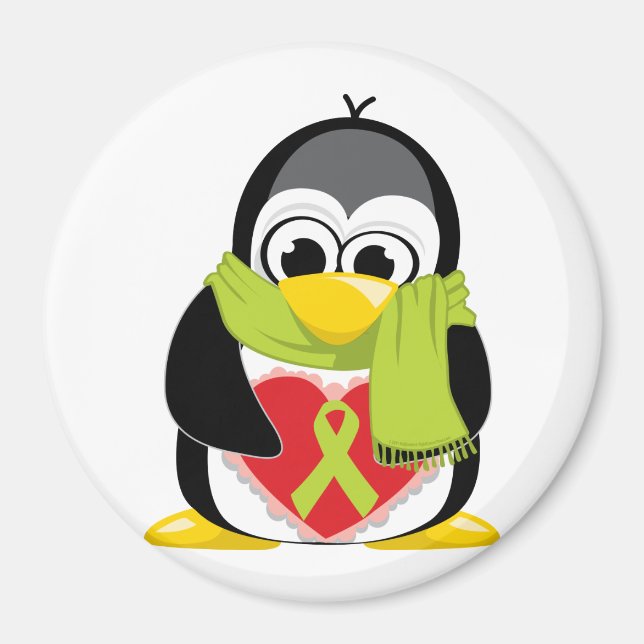 Lime Green Ribbon Penguin Scarf Magnet (Vorne)