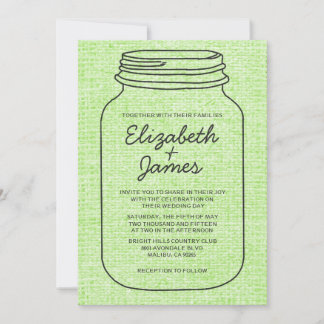 Lime Green Rustic Mason Jar Hochzeit Einladungen