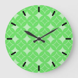 Lime green shippo pattern große wanduhr